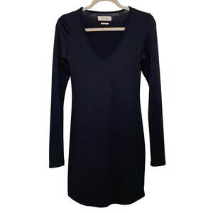 Aritzia Golden by Tna Tunic Dress Sweater‎ Black Long-Sleeve V-Neck Womens S